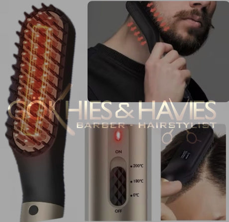 Elektrische Baard Stijlborstel – Zwart/Goud met Keramische Coating - Gökhies&Havies
